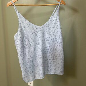 Light Blue Polka Dot Camisole Tank | V-Neck Adjustable Strap Top | Minimalist Su